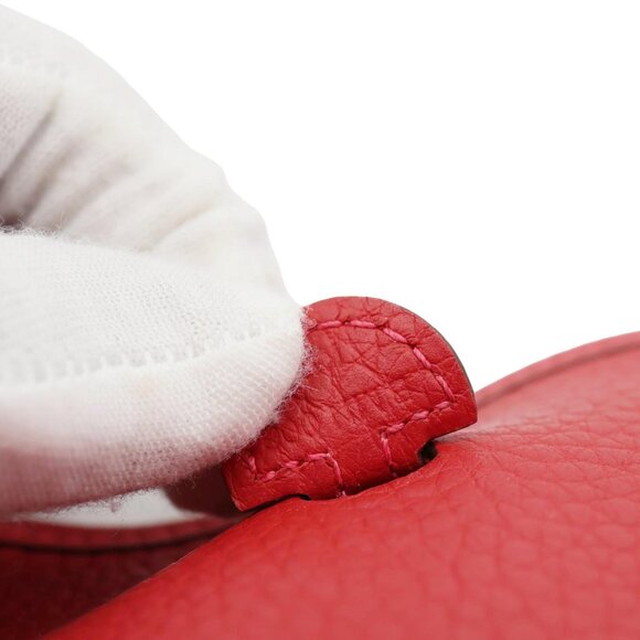 HERMES  Evelyne TPM 16 Amazone Clemence Leather Crossbody Bag Red - Picture 11 of 12